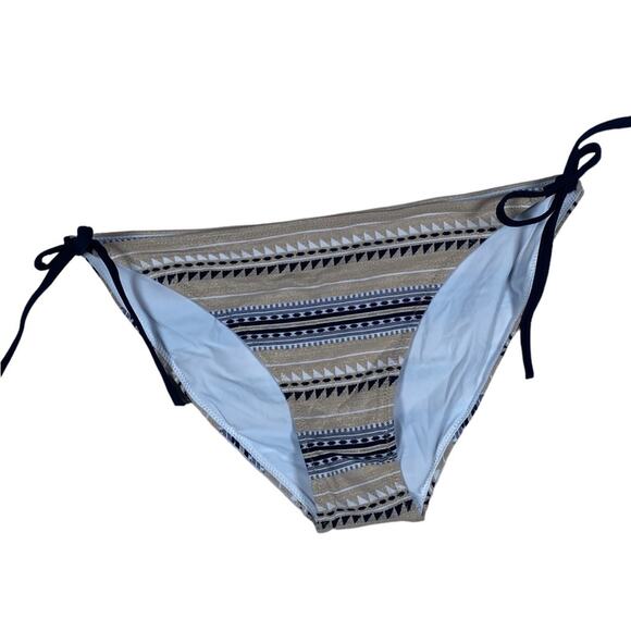 lemlem Shimmery Gold Aztec Print String Swim Bikini Bottoms Swimwear Large NWOT - Picture 1 of 8